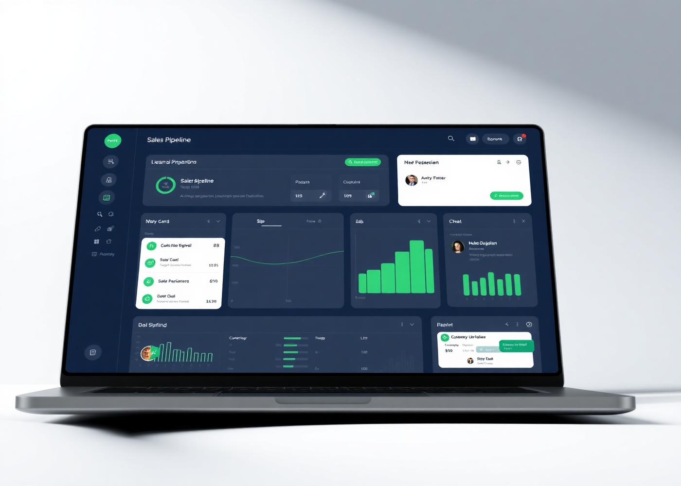 Painel do CRM com pipeline de vendas e assistente de IA